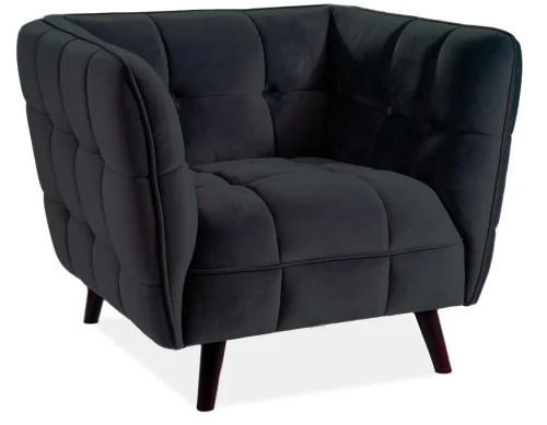 Fotel tapicerowany Castello 1 Velvet czarny Bluvel 19