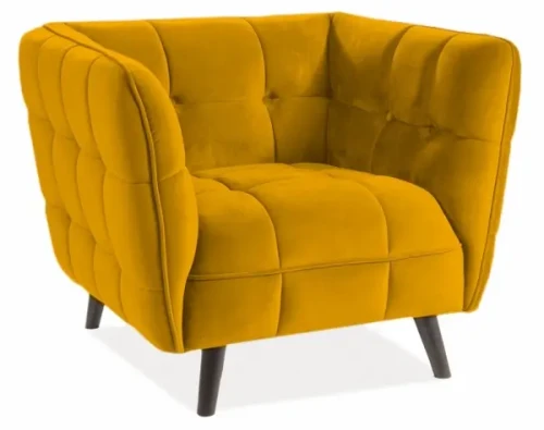 Fotel tapicerowany Castello 1 Velvet curry Bluvel 68