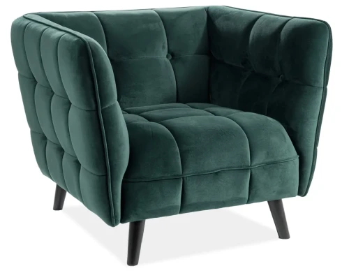 Fotel tapicerowany Castello 1 Velvet zielony Bluvel 78