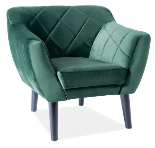 Fotel tapicerowany Karo 1 Velvet wenge - zielony Bluvel 78