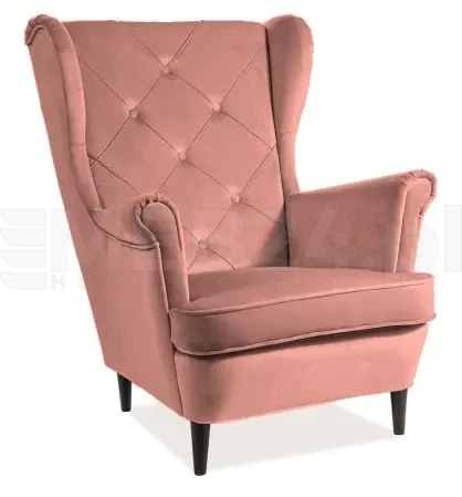 Fotel tapicerowany Lady Velvet antyczny róż Bluvel 52