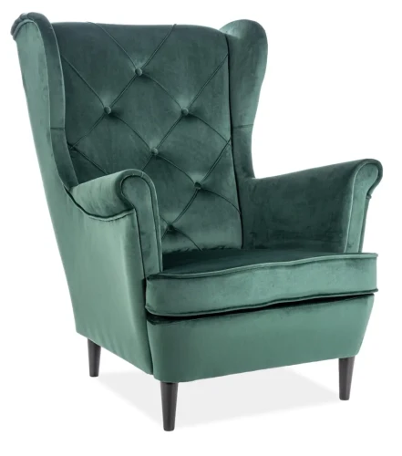Fotel tapicerowany Lady Velvet zielony Bluvel 78