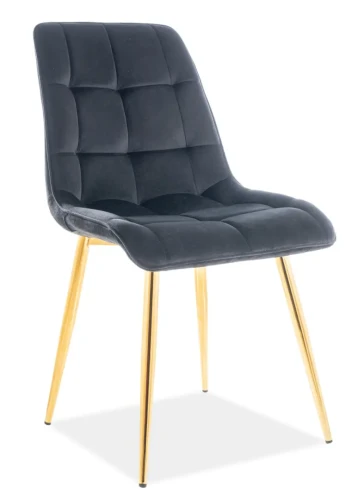 Krzesło tapicerowane Chic Złoty Velvet czarny Bluvel 19