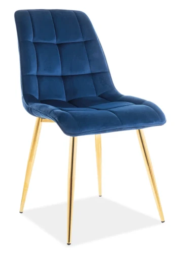 Krzesło tapicerowane Chic Złoty Velvet granatowy Bluvel 86