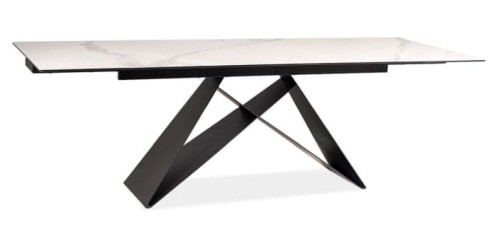 Stół rozkładany Westin III Ceramic 160-240 cm biały efekt marmuru/czarny mat