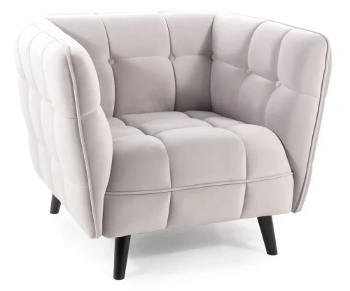 Fotel tapicerowany Castello 1 Velvet jasny szary Bluvel 03