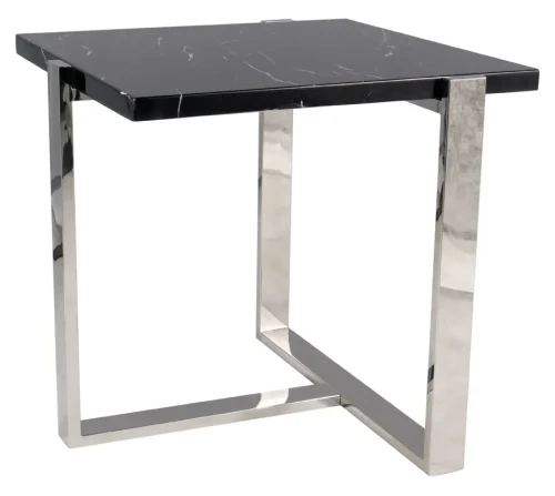 Ława Vela B 61x61 cm czarny marmur/srebrny