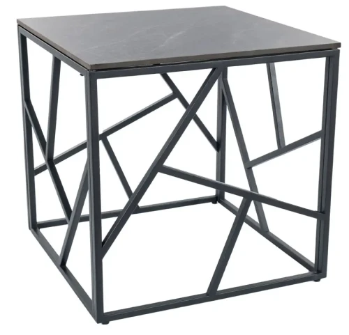 Stolik Escada B III 55x55 cm szary efekt marmuru/czarny