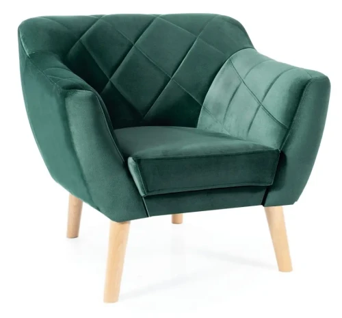 Fotel tapicerowany Karo 1 Velvet buk - zielony Bluvel 78