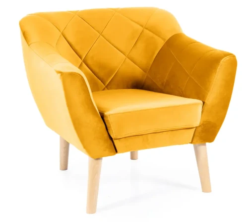 Fotel tapicerowany Karo 1 Velvet buk - curry Bluvel 68