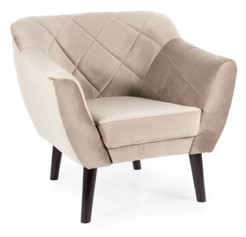Fotel tapicerowany Karo 1 Velvet wenge - ciemny beż Bluvel 40