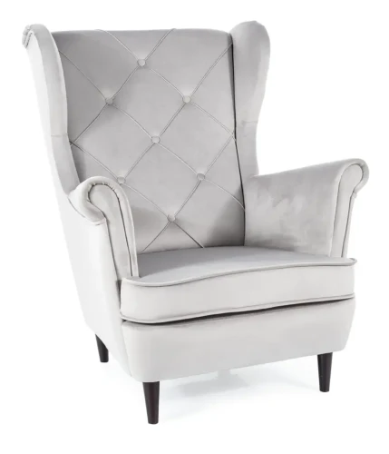 Fotel tapicerowany Lady Velvet jasny szary Bluvel 03