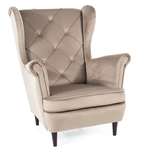 Fotel tapicerowany Lady Velvet ciemny beż Bluvel 40
