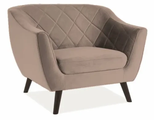 Fotel tapicerowany Molly 1 Velvet ciemny beż Bluvel 40
