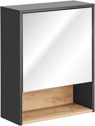 Szafka łazienkowa z lustrem 60 cm BORNEO szary cosmos / dąb artisan