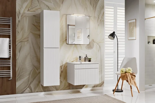 Zestaw mebli łazienkowych ICONIC WHITE A01 z szafką pod umywalkę 60 cm - 5 elementów