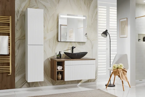 Zestaw mebli łazienkowych ICONIC WHITE A08 z szafką pod umywalkę 100 cm - 6 elementów