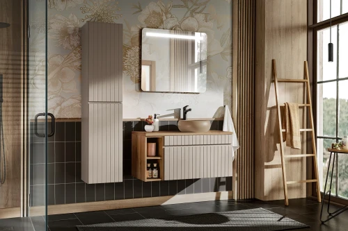 Zestaw mebli łazienkowych ICONIC CASHMERE A05 z szafką pod umywalkę 100 cm - 6 elementów