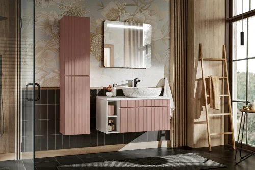 Zestaw mebli łazienkowych ICONIC ROSE A05 z szafką pod umywalkę 100 cm - 6 elementów