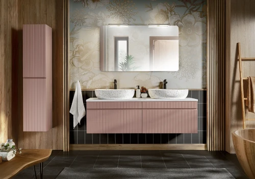 Zestaw mebli łazienkowych ICONIC ROSE A06 z szafką pod umywalkę 160 cm - 9 elementów