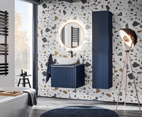 Zestaw mebli łazienkowych SANTA FE DEEP BLUE A2 z szafką pod umywalkę 60 cm - 5 elementów