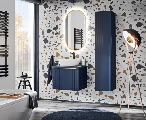 Zestaw mebli łazienkowych SANTA FE DEEP BLUE A1 z szafką pod umywalkę 60 cm - 5 elementów
