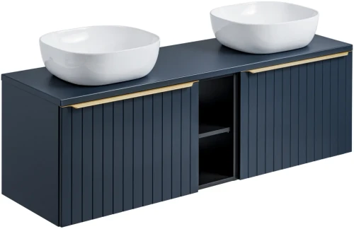 Zestaw mebli łazienkowych SANTA FE DEEP BLUE z blatem 140 cm - 6 elementów