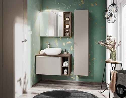 Zestaw mebli łazienkowych SANTA FE TAUPE A2 taupe/dąb vintage z szafką pod umywalkę 60 cm - 8 elementów