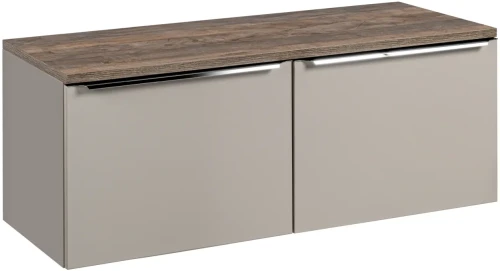 Zestaw mebli łazienkowych SANTA FE taupe/dąb vintage z dwiema szafkami 60 cm i blatem 120 cm