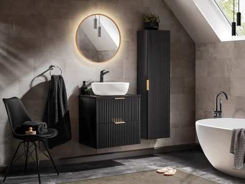 Zestaw mebli łazienkowych ADEL BLACK A01 z szafką pod umywalkę 60 cm - 5 elementów