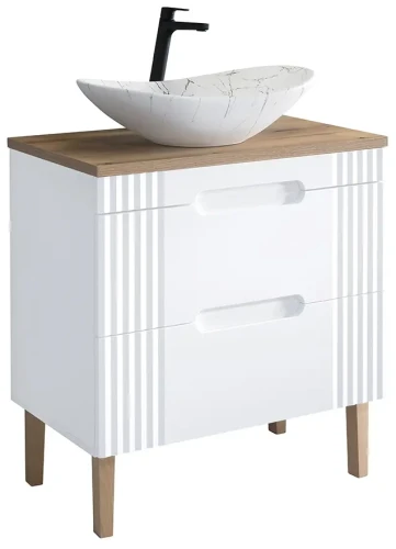 Zestaw mebli łazienkowych FIJI WHITE z umywalką LENA i blatem 80 cm - 5 elementów