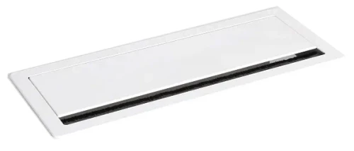 Aluminiowa maskownica kabli CF-A otwierana do biurka z nylonowym włosiem Biały