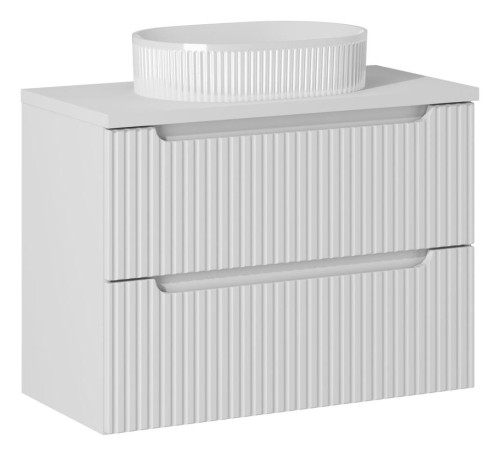 Zestaw mebli łazienkowych NOVA WHITE szafka 80 cm 2 szuflady z umywalką BEYOND i białym blatem 80 cm