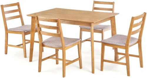 Zestaw Cordoba stół + 4 krzesła jasny dąb/mokate