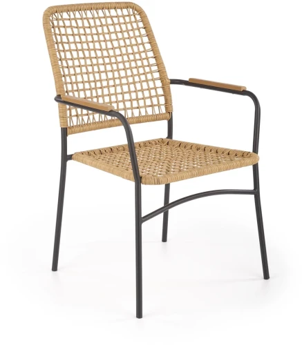 Krzesło K457 rattan syntetyczny do jadalni naturalny/czarny