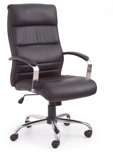 Fotel gabinetowy Teksas 63 cm obrotowy skóra licowa z mechanizmem TILT czarny