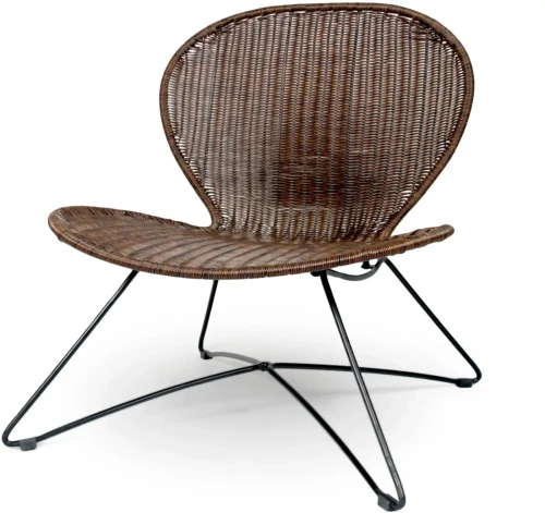 Fotel wypoczynkowy Troy 71 cm rattan syntetyczny na balkon taras ogród brązowy