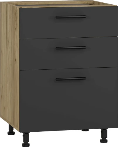 Szafka kuchenna Vento 60 cm dolna stojąca z szufladami dąb craft/antracyt