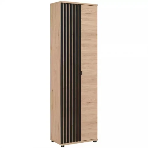 Szafa dwudrzwiowa Pedro 60 cm z lamelami do przedpokoju hickory jackson/czarny