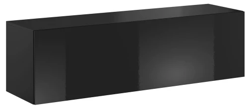 Szafka RTV Vivo 140 cm wisząca z oświetleniem LED czarny/czarny połysk