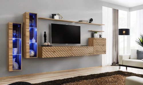 Meblościanka Switch Lamel XI zestaw z oświetleniem LED do salonu