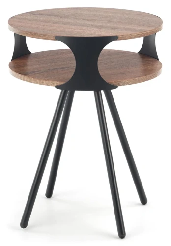 Ława okrągła Kirby 45cm do salonu ciemny dąb sonoma/czarny