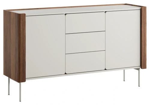 Komoda Wrap 141 cm dwudrzwiowa z szufladami do salonu orzech warmia/kaszmir