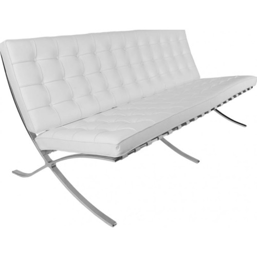 Sofa BA2 2 osobowa, biała skóra naturalna