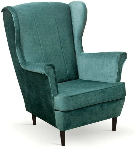 Fotel uszak Lily III w stylu skandynawskim Velluto 10 dark green