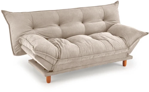 Sofa rozkładana Pillow tapicerowana z regulowanymi bokami do salonu beżowy