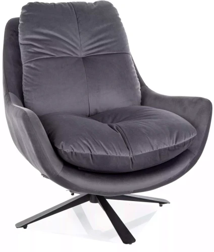 Fotel tapicerowany Vivien Velvet z obrotowym siedziskiem do salonu szary Bluvel 14