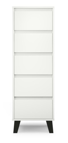 Komoda Scandi 5S na nóżkach z 5 szufladami do salonu 40 cm biały
