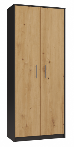 Regał biurowy Oliv 2D zamykany z półkami nowoczesny 74 cm antracyt/dąb artisan