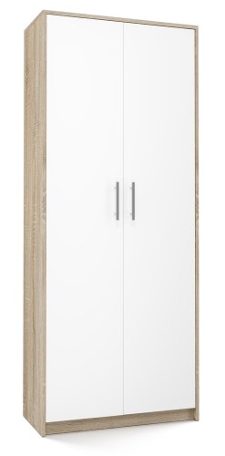 Regał biurowy Oliv 2D zamykany z półkami nowoczesny 74 cm dąb sonoma/biały
